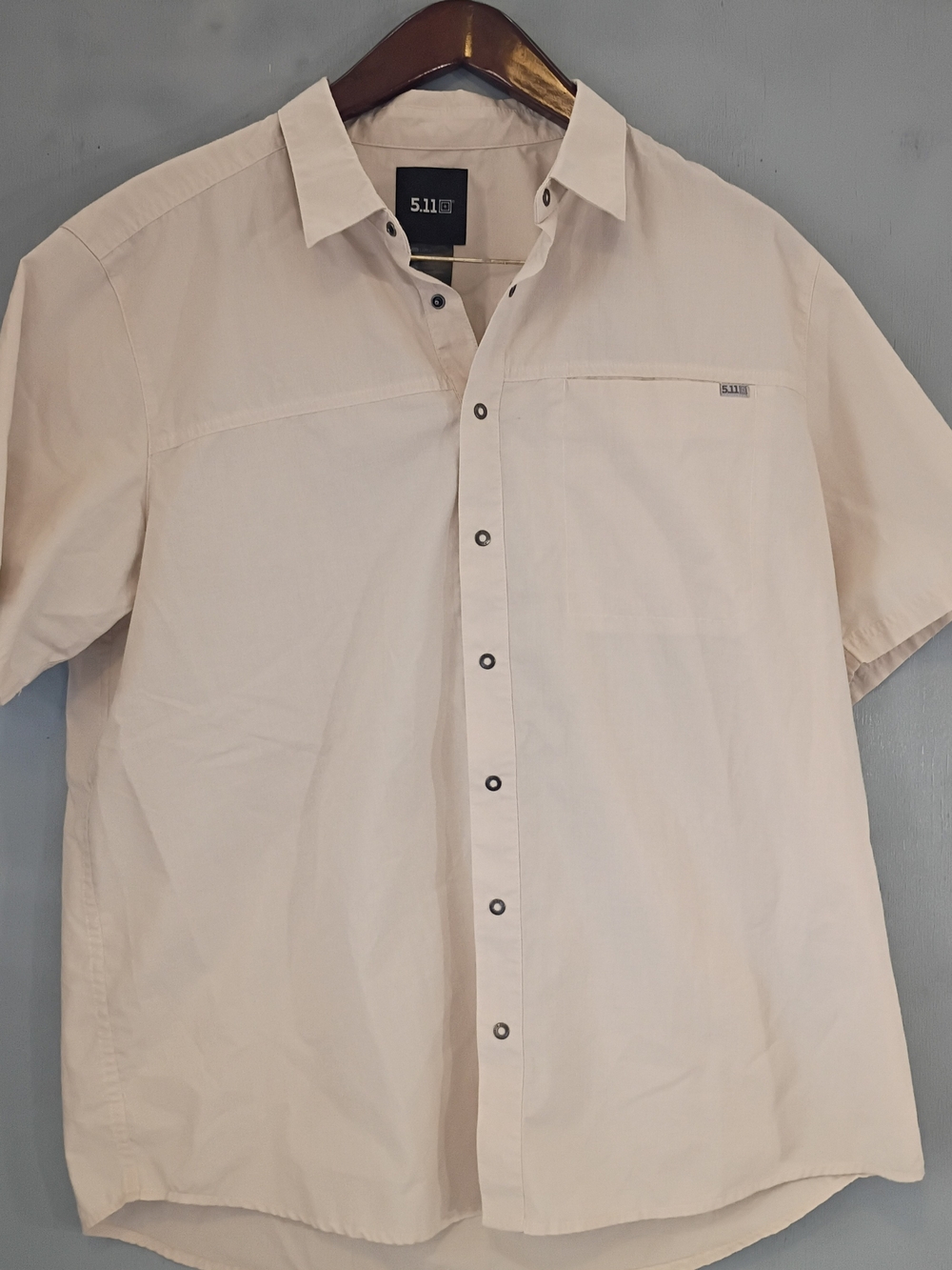 5.11 Tactical Short Sleeve Button-Down Shirt in Light Beige
